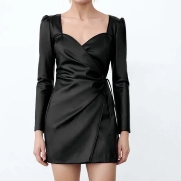 chinese dress ladies The Havana Vegan Leather Dress in Black Onyx | L main image 0